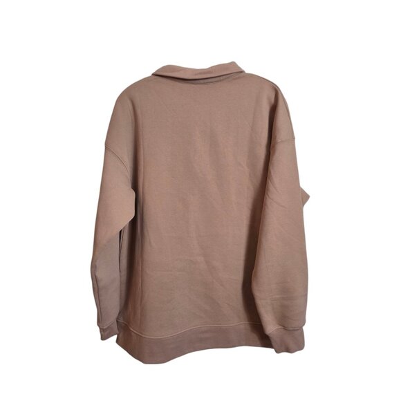 Mondetta Collared Pullover Womens XL Tan Fleece Lined Recycled Fabric Sweater - Picture 7 of 16